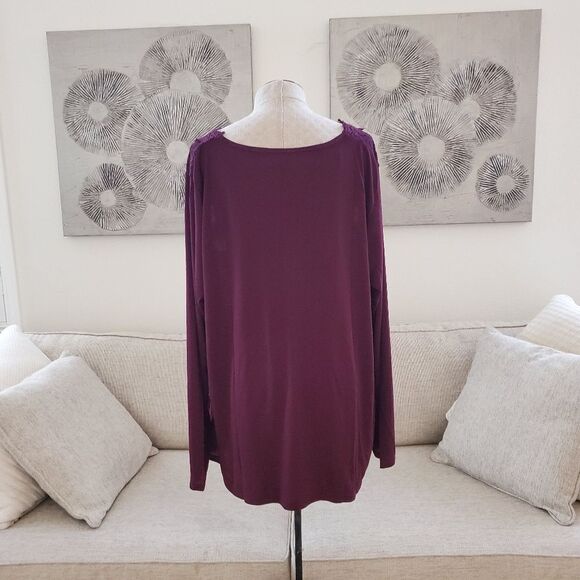 NEW! Marucies Crochet & Lace Floral Long Sleeve Blouse - size 4X in Purple - Picture 7 of 12